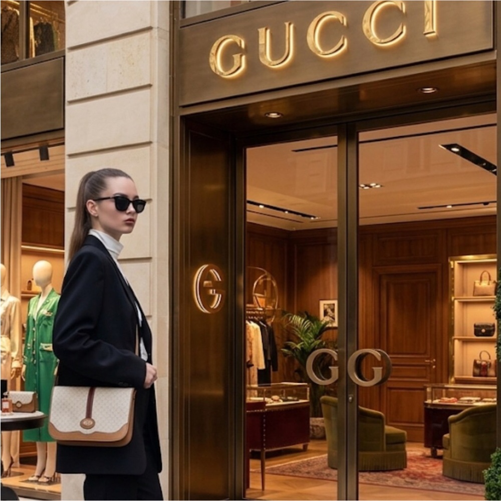 Authentic Gucci luxury designer vintage signature GG Web crossbody handbag purse